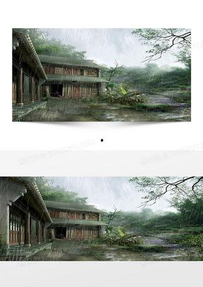 木屋下雨吃瓜,瓜香四溢的宁静时光